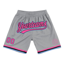 Charger l&#39;image dans la galerie, Custom Gray Pink Black-Light Blue Authentic Throwback Basketball Shorts
