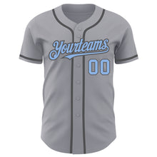 Загрузить изображение в средство просмотра галереи, Custom Gray Light Blue-Steel Gray Authentic Baseball Jersey
