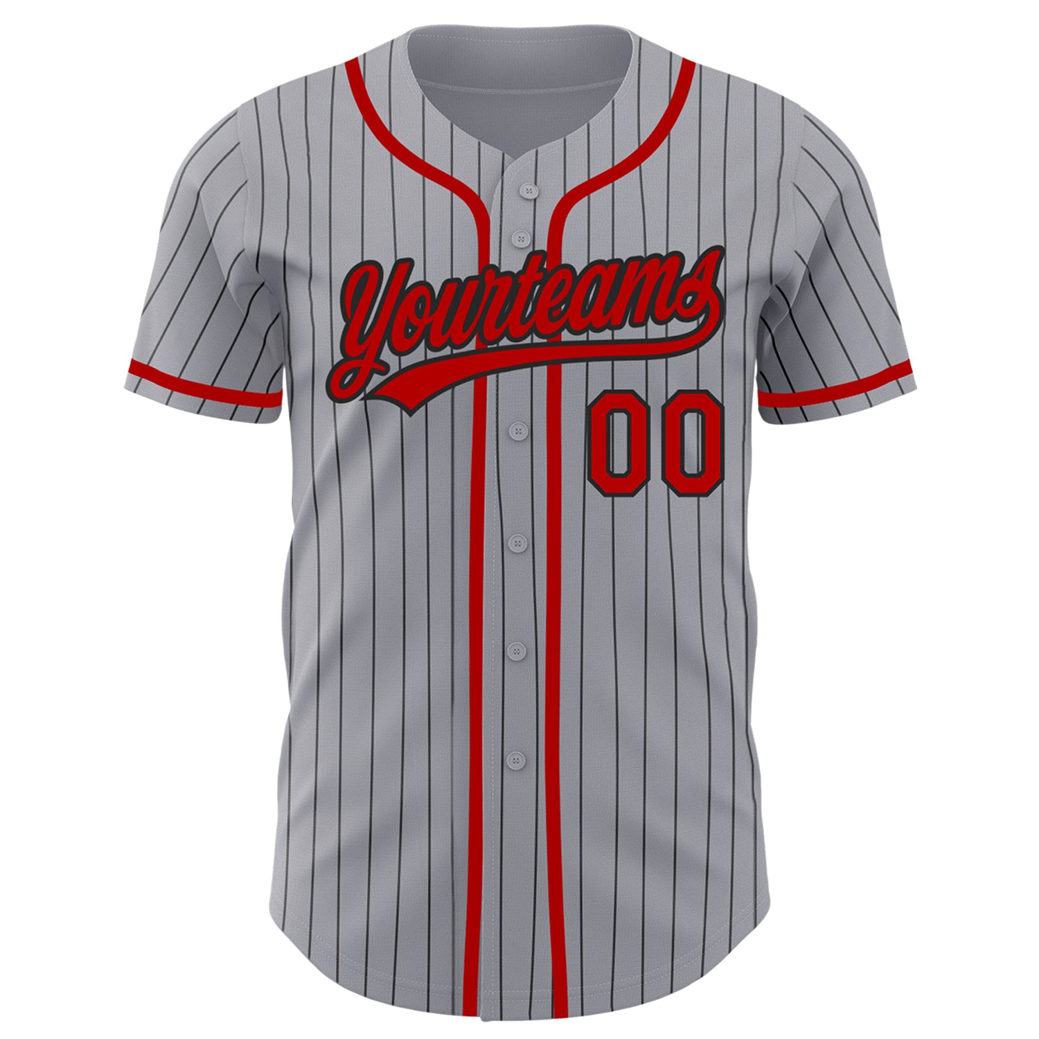 Cheap Custom Gray Navy Pinstripe Red Authentic Baseball Jersey