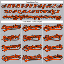 Load image into Gallery viewer, Custom Gray Black Pinstripe Orange Authentic Baseball Jersey
