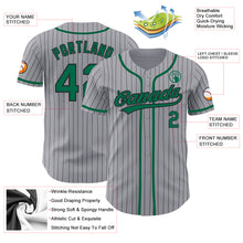 Load image into Gallery viewer, Custom Gray Black Pinstripe Kelly Green Authentic Baseball Jersey
