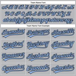 Custom Gray Black Pinstripe Light Blue Authentic Baseball Jersey