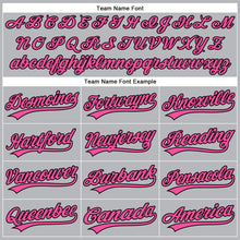 Load image into Gallery viewer, Custom Gray Black Pinstripe Pink Authentic Baseball Jersey
