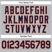 Load image into Gallery viewer, Custom Gray Navy Pinstripe Orange Authentic Baseball Jersey
