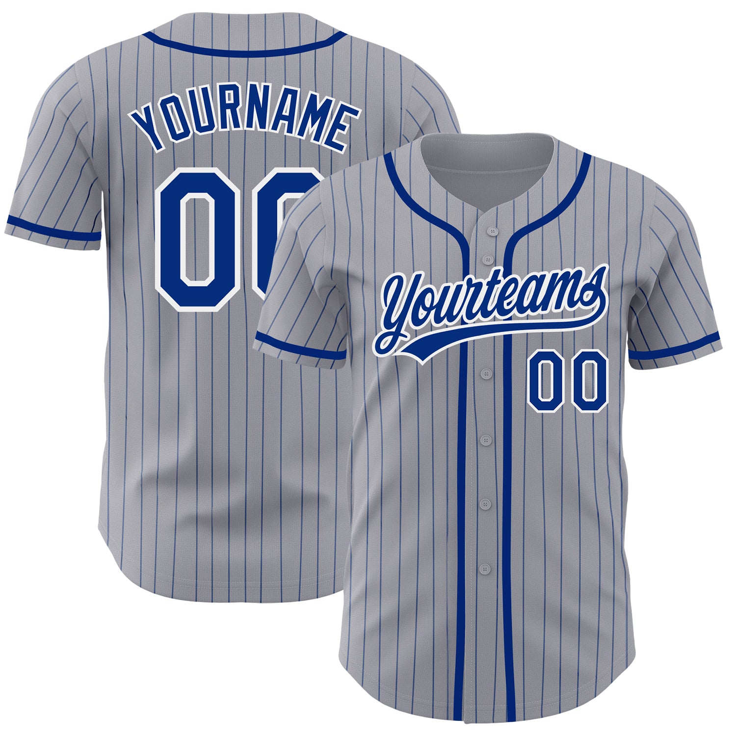 Custom Name Grey Royal Blue Pinstripe Crimson Baseball Jerseys