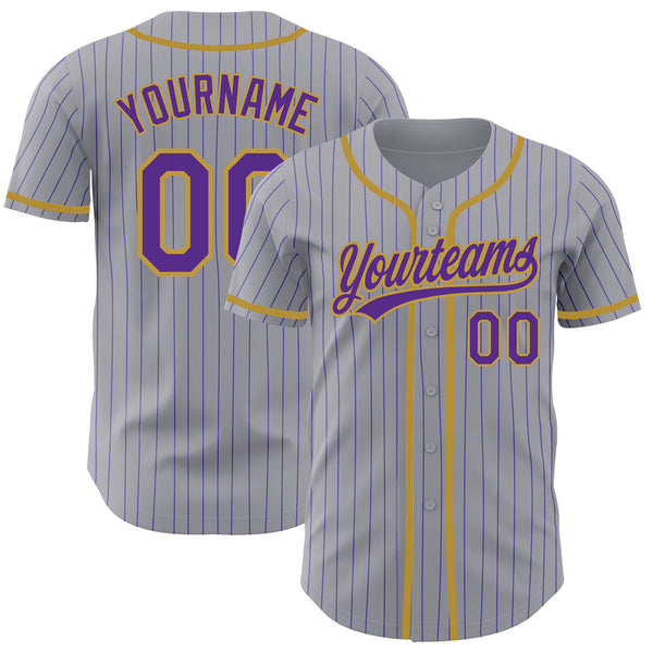 Custom Purple Black Pinstripe Black-Old Gold Authentic Baseball