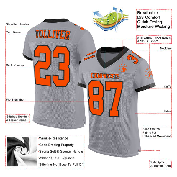 Custom Orange White-Black Mesh Authentic Football Jersey Football Authentic  Mesh – CustomJerseysPro