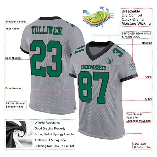 Cheap Custom Kelly Green White-Light Blue Mesh Authentic Football Jersey  Free Shipping – CustomJerseysPro