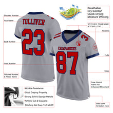 Load image into Gallery viewer, Custom Gray Red-Navy Mesh Authentic Football Jersey
