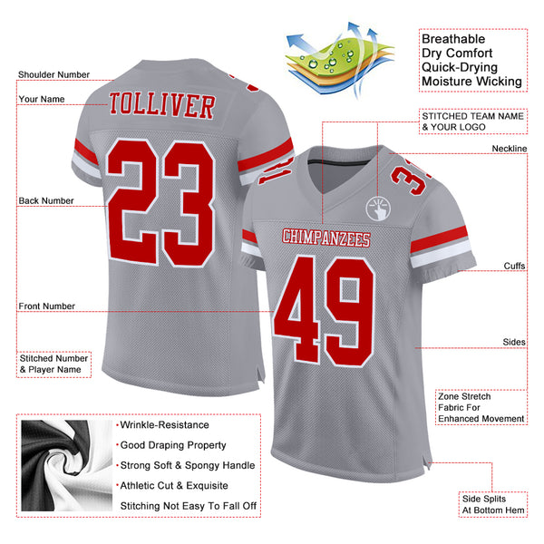 Cheap Custom Cream Cream-Red Mesh Authentic Football Jersey Free Shipping –  CustomJerseysPro