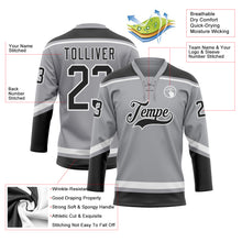 Загрузить изображение в средство просмотра галереи, Custom Gray Black-White Hockey Lace Neck Jersey
