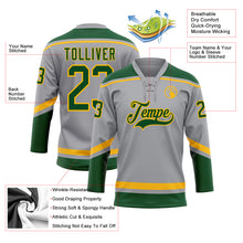 Загрузить изображение в средство просмотра галереи, Custom Gray Green-Gold Hockey Lace Neck Jersey
