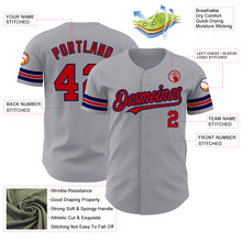 Load image into Gallery viewer, Custom Gray Red-Navy Authentic Baseball Jersey
