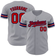 Load image into Gallery viewer, Custom Gray Red-Navy Authentic Baseball Jersey
