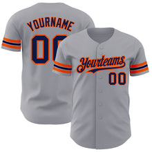 Load image into Gallery viewer, Custom Gray Navy-Orange Authentic Baseball Jersey
