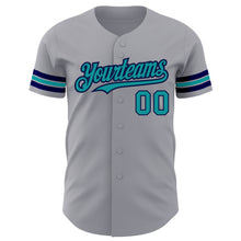 Load image into Gallery viewer, Custom Gray Teal-Navy Authentic Baseball Jersey
