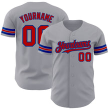 Load image into Gallery viewer, Custom Gray Red-Royal Authentic Baseball Jersey
