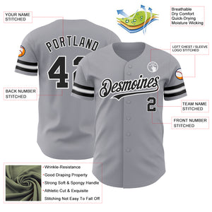 Custom Gray Black-White Authentic Baseball Jersey