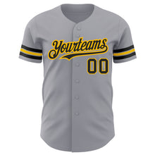 Load image into Gallery viewer, Custom Gray Black-Gold Authentic Baseball Jersey
