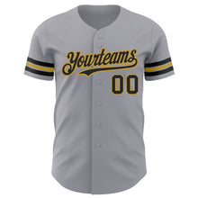 Load image into Gallery viewer, Custom Gray Black-Old Gold Authentic Baseball Jersey
