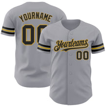 Load image into Gallery viewer, Custom Gray Black-Old Gold Authentic Baseball Jersey
