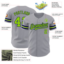 Load image into Gallery viewer, Custom Gray Neon Green-Navy Authentic Baseball Jersey
