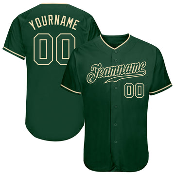 Custom Green Green-Cream Authentic Baseball Jersey