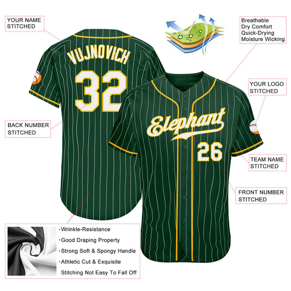 Custom Gold Green Strip Green-White Authentic Baseball Jersey Discount