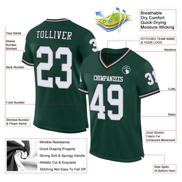 Cheap Custom Green White-Gold Mesh Authentic Throwback Football Jersey Free  Shipping – CustomJerseysPro