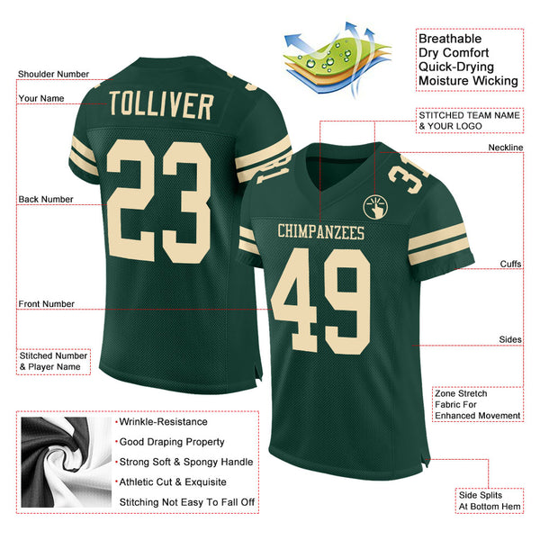 Cheap Custom Gray Kelly Green-Black Mesh Authentic Football Jersey Free  Shipping – CustomJerseysPro