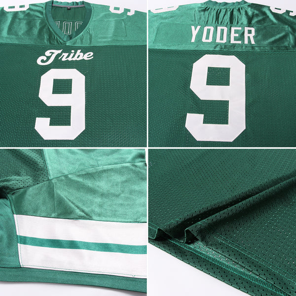 Cheap Custom Grass Green White-Black Mesh Authentic Throwback Football  Jersey Free Shipping – CustomJerseysPro