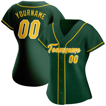 Custom Green Gold-White Authentic Baseball Jersey