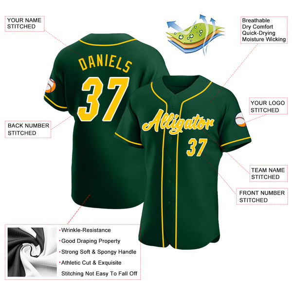 Cheap Custom Gray Green-Gold Authentic Baseball Jersey Free Shipping –  CustomJerseysPro