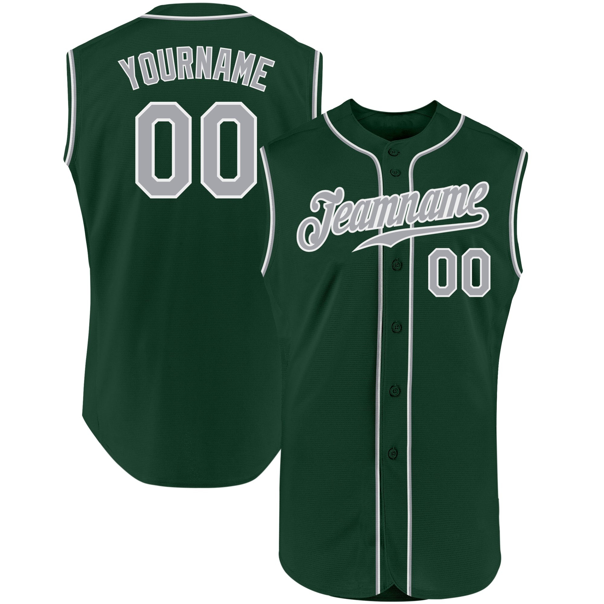 Cheap Custom Green Gray-White Authentic Baseball Jersey Free