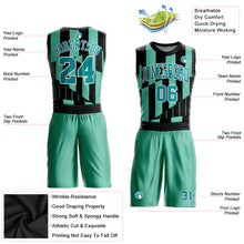 Laden Sie das Bild in den Galerie-Viewer, Custom Green Aqua-Black Round Neck Sublimation Basketball Suit Jersey
