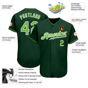 Custom Green Neon Green-White Authentic Baseball Jersey