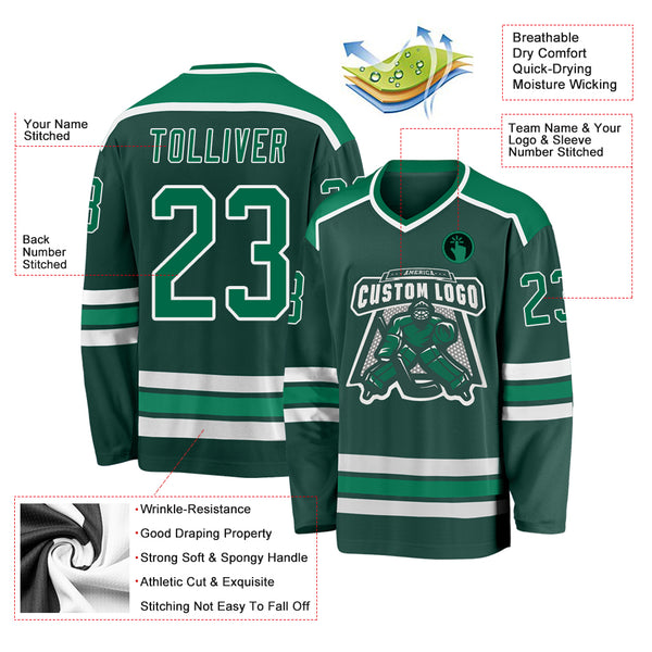 Cheap Custom Green Kelly Green-White Hockey Jersey Free Shipping –  CustomJerseysPro