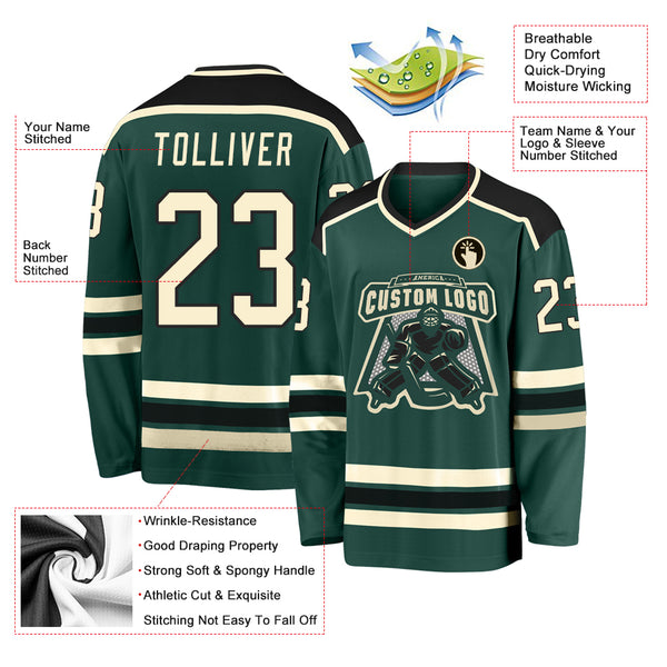 Cheap Custom Green Cream Hockey Jersey Free Shipping – CustomJerseysPro