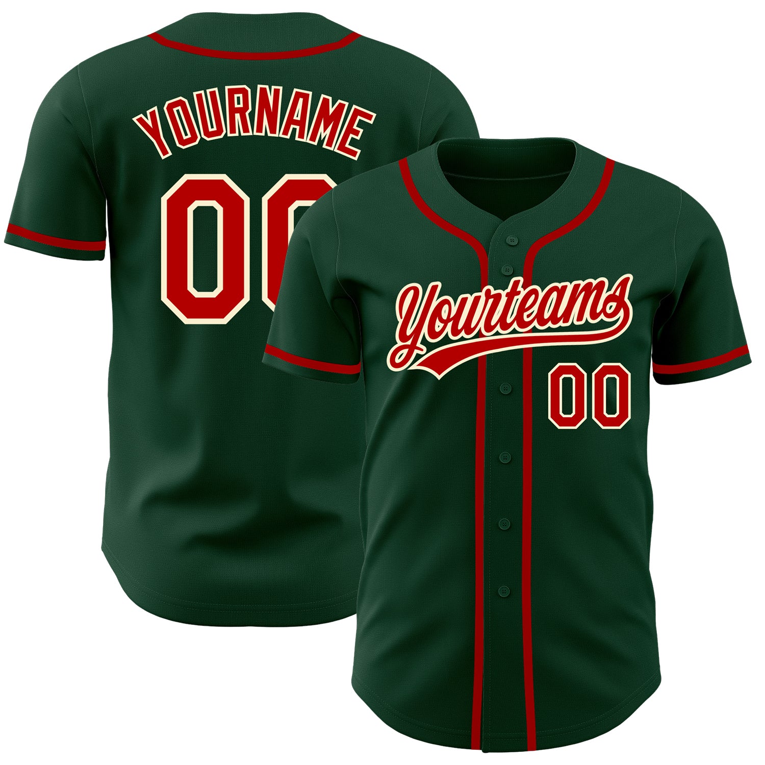 Cheap Custom Cream Red-Green Authentic Baseball Jersey Free