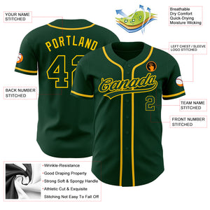 Custom Green Green-Gold Authentic Baseball Jersey