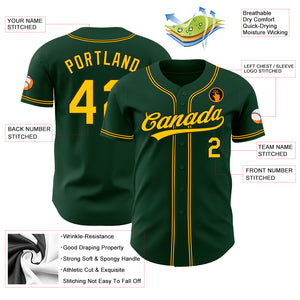 Custom Green Gold-Black Authentic Baseball Jersey