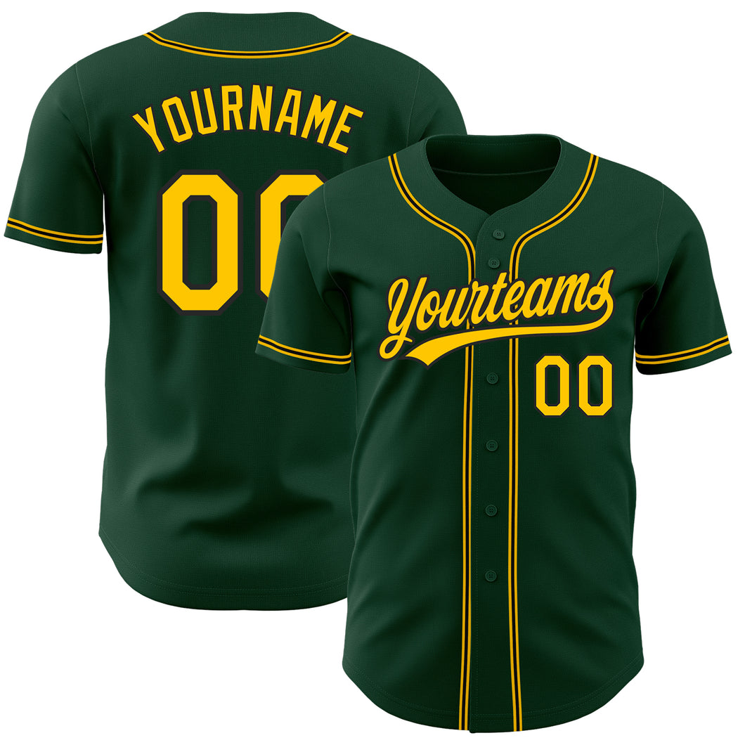 Custom Baseball Jersey White Green-Gold