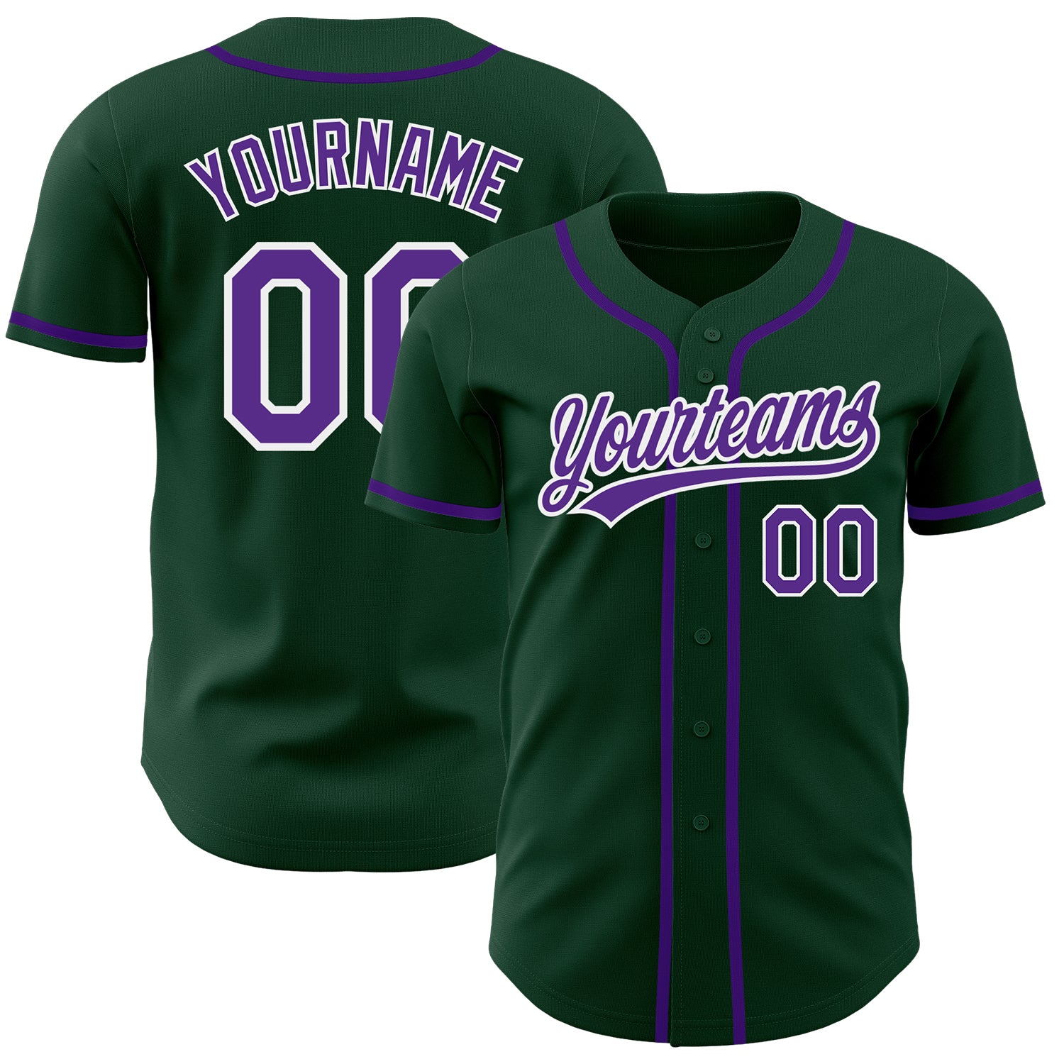 Cheap Custom Green Purple-White Authentic Baseball Jersey