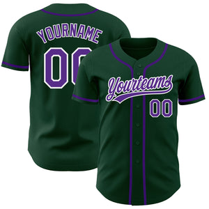 Custom Green Purple-White Authentic Baseball Jersey