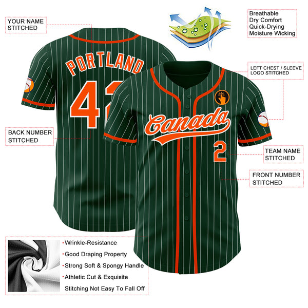 Cheap Custom White Green Pinstripe Green-Orange Authentic Baseball Jersey  Free Shipping – CustomJerseysPro