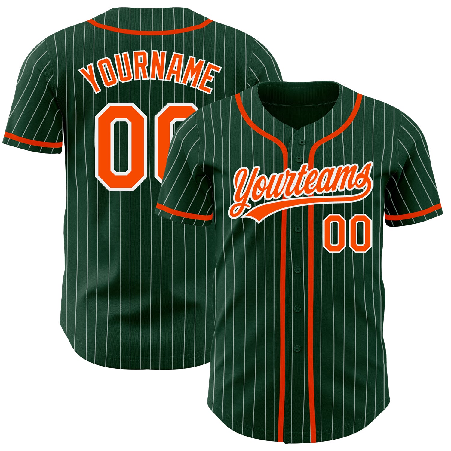 Cheap Custom White Green Pinstripe Green-Orange Authentic Baseball Jersey  Free Shipping – CustomJerseysPro