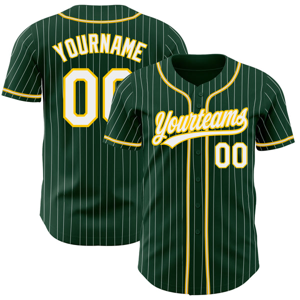 Custom Gold Green-White Baseball Jersey