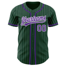 Charger l&#39;image dans la galerie, Custom Green White Pinstripe Purple Authentic Baseball Jersey
