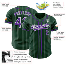 Charger l&#39;image dans la galerie, Custom Green White Pinstripe Purple Authentic Baseball Jersey
