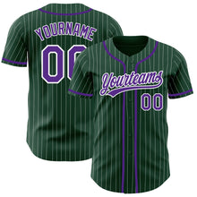 Charger l&#39;image dans la galerie, Custom Green White Pinstripe Purple Authentic Baseball Jersey
